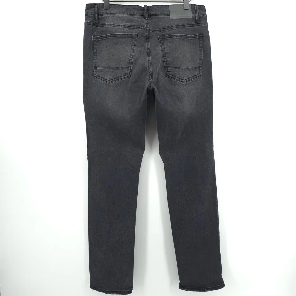 MBX Mens Jeans Slim Straight 32x32 Black Distressed Premium Denim Goods
